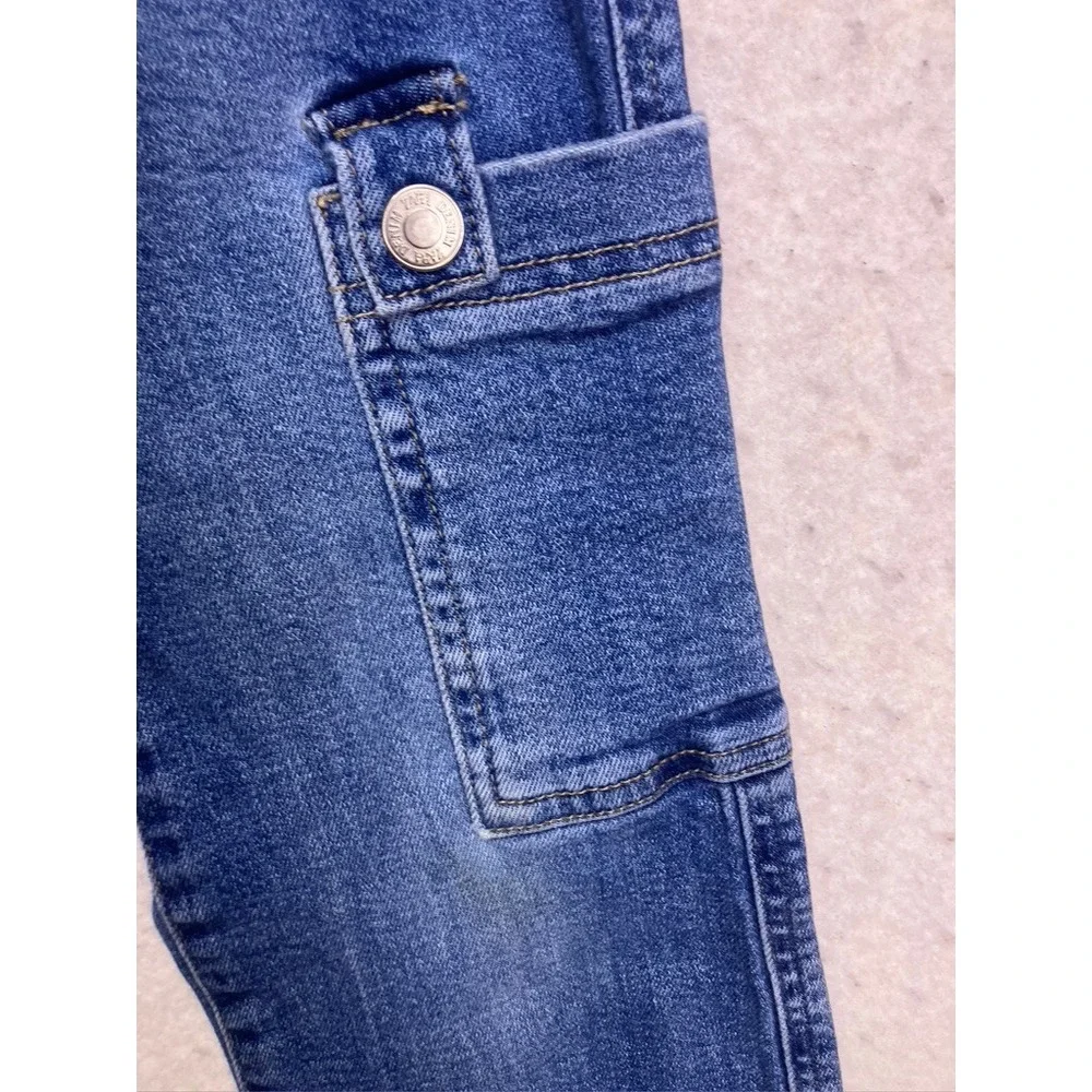 Zara Cargo Jeans‎ Kids Size 8 Blue Denim Straight Leg Utility Pants